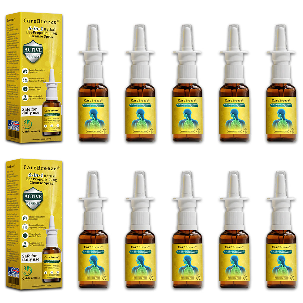 🫁🫁✅UK Official Store:CareBreeze® 6-in-1 Herbal BeePropolis Lung Cleanse Spray(👨⚕️Directly acts on COPD, asthma, chronic bronchitis (CB), respiratory infections, lung cancer, sinusitis, and other conditions)