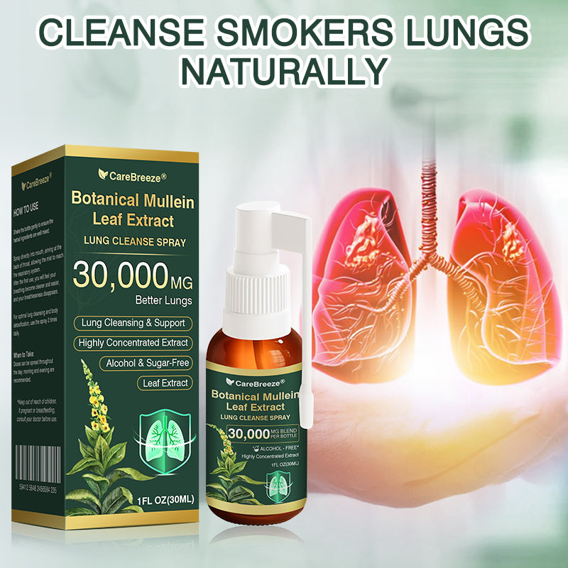 ⚡⚡✅𝐔𝐊 Official Store:CareBreeze® Botanical Mullein Leaf Extract Lung Cleanse Spray（💖Supports daily respiratory health, Helps clear congestion, Promotes easier breathing💖）