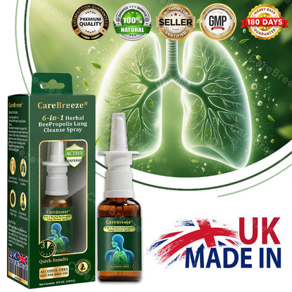 💚🇬🇧 Official Store:CareBreeze® 6-in-1 Herbal BeePropolis Lung Cleanse Spray🐝（👨‍⚕️Directly acts on COPD, asthma, chronic bronchitis (CB), respiratory infections, lung cancer, sinusitis, and other conditions）