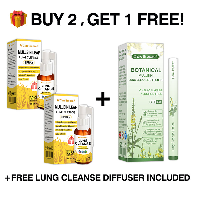 🫁🇬🇧 Official Store:CareBreeze® Botanical Mullein Leaf Extract Lung Cleanse Spray（💛Directly acts on COPD, asthma, chronic bronchitis (CB), respiratory infections, lung cancer, sinusitis, and other conditions💛）