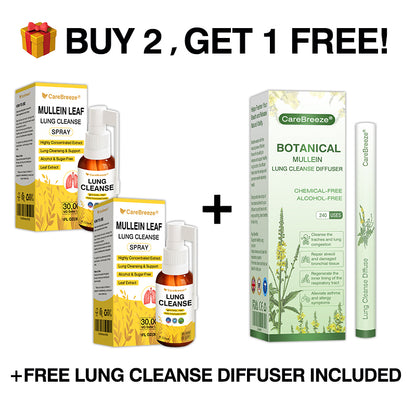 🫁🇬🇧 Official Store:CareBreeze® Botanical Mullein Leaf Extract Lung Cleanse Spray（💛Directly acts on COPD, asthma, chronic bronchitis (CB), respiratory infections, lung cancer, sinusitis, and other conditions💛）