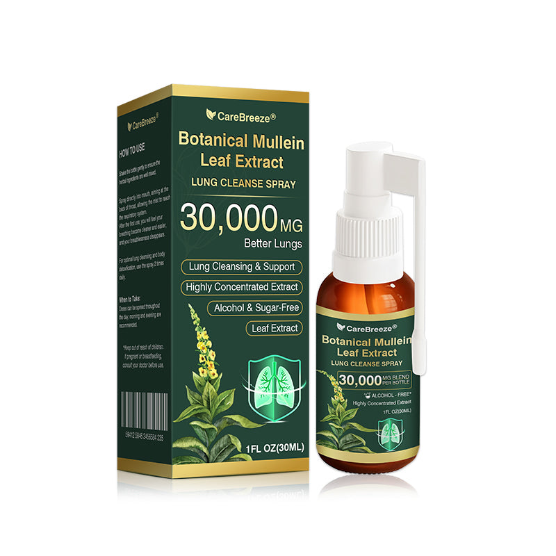 ⚡⚡✅𝐔𝐊 Official Store:CareBreeze® Botanical Mullein Leaf Extract Lung Cleanse Spray（💖Supports daily respiratory health, Helps clear congestion, Promotes easier breathing💖）