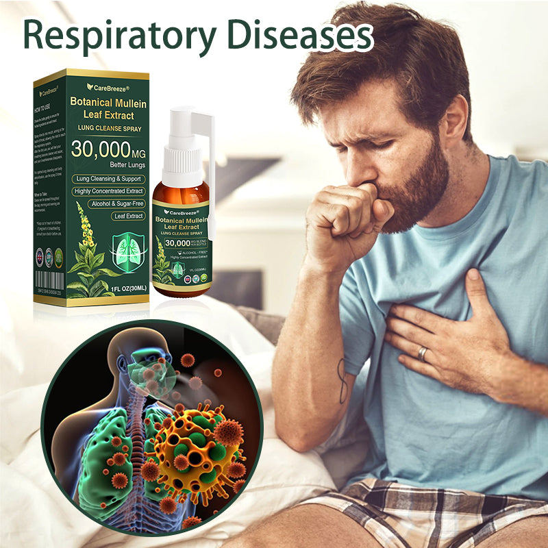 🎈✅𝐔𝐊 Official Store:CareBreeze® Botanical Mullein Leaf Extract Lung Cleanse Spray（👨‍⚕️Directly acts on COPD, asthma, chronic bronchitis (CB), respiratory infections, lung cancer, sinusitis, and other conditions）