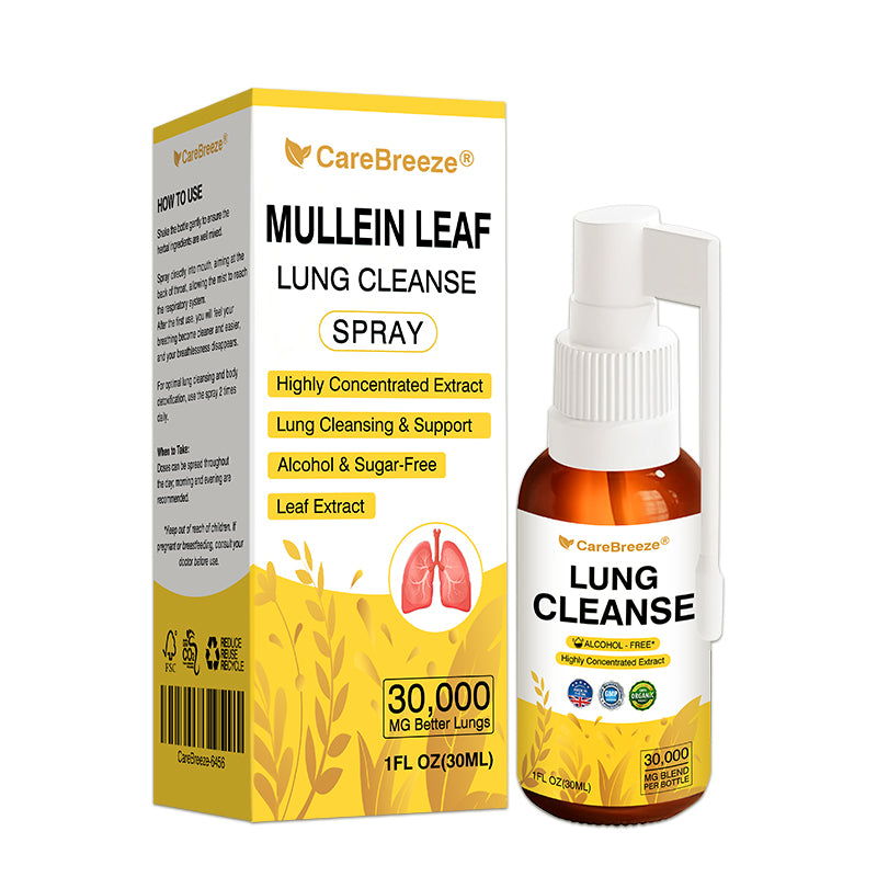 🫁🇬🇧 Official Store:CareBreeze® Botanical Mullein Leaf Extract Lung Cleanse Spray（💛Directly acts on COPD, asthma, chronic bronchitis (CB), respiratory infections, lung cancer, sinusitis, and other conditions💛）