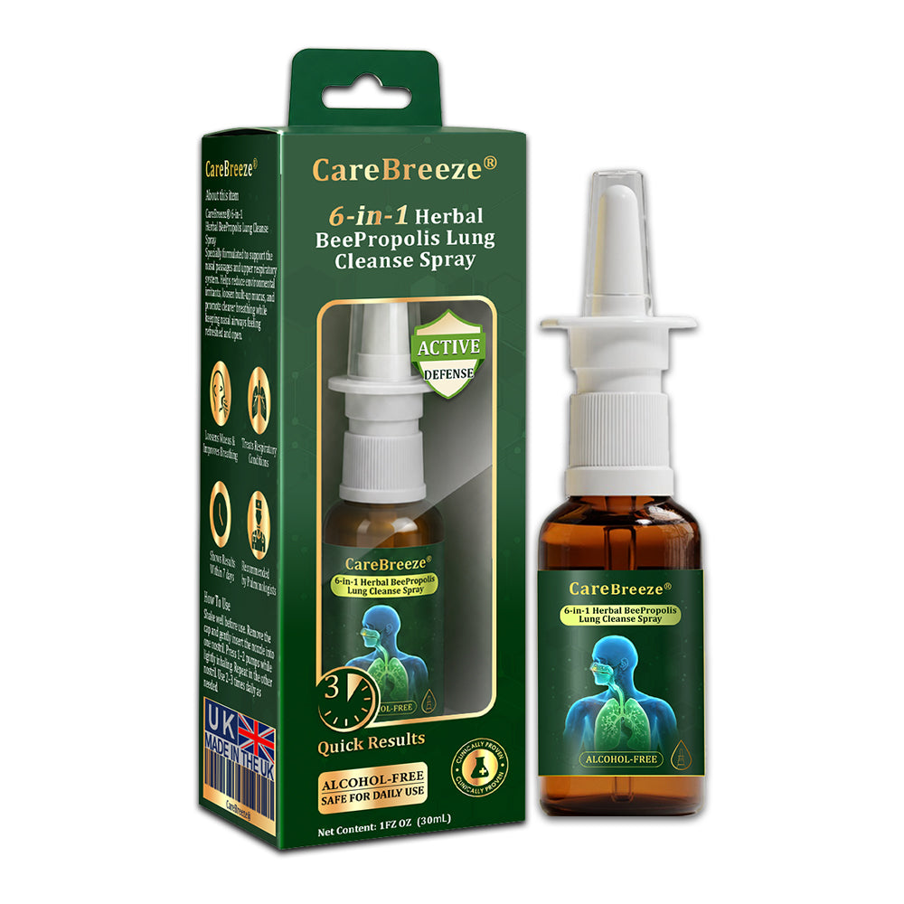 💚🇬🇧 Official Store:CareBreeze® 6-in-1 Herbal BeePropolis Lung Cleanse Spray🐝（👨‍⚕️Directly acts on COPD, asthma, chronic bronchitis (CB), respiratory infections, lung cancer, sinusitis, and other conditions）