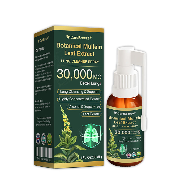 🎈✅𝐔𝐊 Official Store:CareBreeze® Botanical Mullein Leaf Extract Lung Cleanse Spray（👨‍⚕️Directly acts on COPD, asthma, chronic bronchitis (CB), respiratory infections, lung cancer, sinusitis, and other conditions）