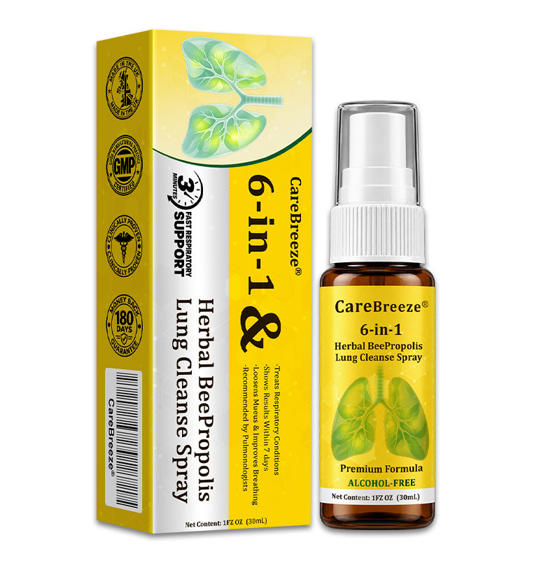 🐝🇬🇧 Official Store:CareBreeze® 6-in-1 Herbal BeePropolis Lung Cleanse Spray（👨‍⚕️Directly acts on COPD, asthma, chronic bronchitis (CB), respiratory infections, lung cancer, sinusitis, and other conditions🫁）