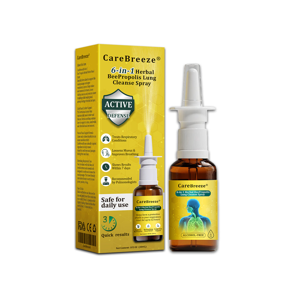 🇬🇧 🐝✅UK Official Store:CareBreeze® 6-in-1 Herbal BeePropolis Lung Cleanse Spray（👨‍⚕️Directly acts on COPD, asthma, chronic bronchitis (CB), respiratory infections, lung cancer, sinusitis, and other conditions）