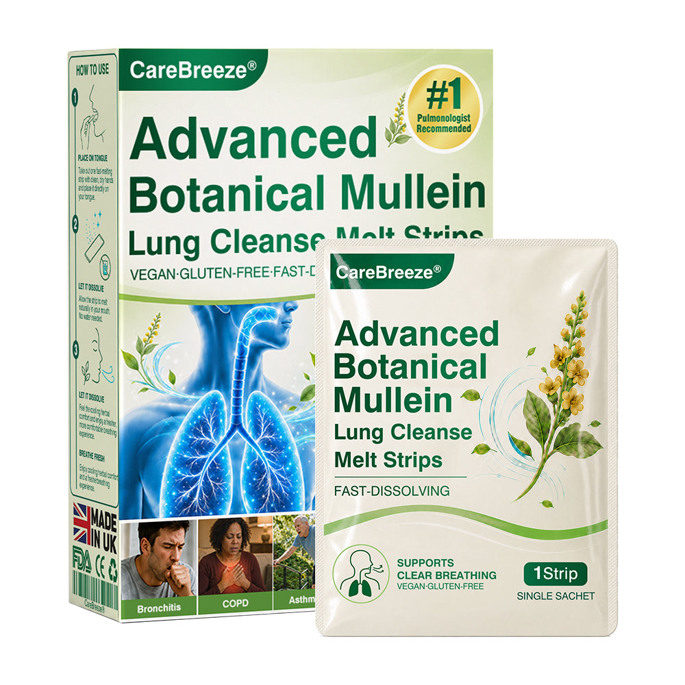 🇬🇧 ✅CareBreeze® Advanced Botanical Mullein Lung Cleanse Melt Strips（👨‍⚕️Directly acts on COPD, asthma, chronic bronchitis (CB), respiratory infections, lung cancer, sinusitis, and other conditions）