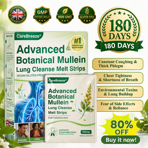 🇬🇧 ✅CareBreeze® Advanced Botanical Mullein Lung Cleanse Melt Strips（👨‍⚕️Directly acts on COPD, asthma, chronic bronchitis (CB), respiratory infections, lung cancer, sinusitis, and other conditions）
