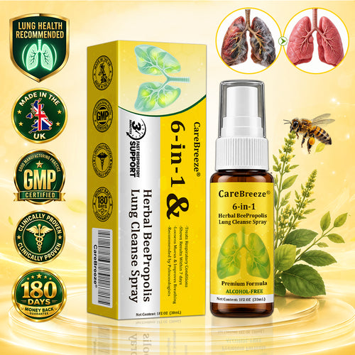 🐝🇬🇧 Official Store:CareBreeze® 6-in-1 Herbal BeePropolis Lung Cleanse Spray（👨‍⚕️Directly acts on COPD, asthma, chronic bronchitis (CB), respiratory infections, lung cancer, sinusitis, and other conditions🫁）