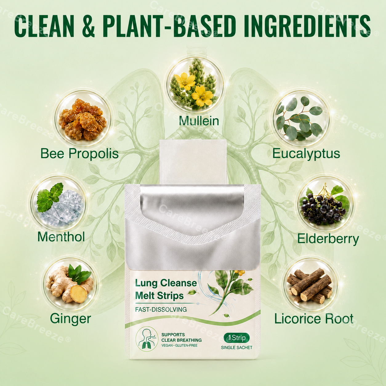 🇬🇧 ✅CareBreeze® Advanced Botanical Mullein Lung Cleanse Melt Strips（👨‍⚕️Directly acts on COPD, asthma, chronic bronchitis (CB), respiratory infections, lung cancer, sinusitis, and other conditions）