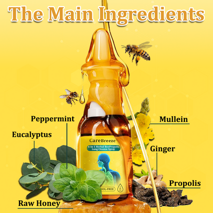 🫁🫁✅UK Official Store:CareBreeze® 6-in-1 Herbal BeePropolis Lung Cleanse Spray（👨‍⚕️Directly acts on COPD, asthma, chronic bronchitis (CB), respiratory infections, lung cancer, sinusitis, and other conditions）
