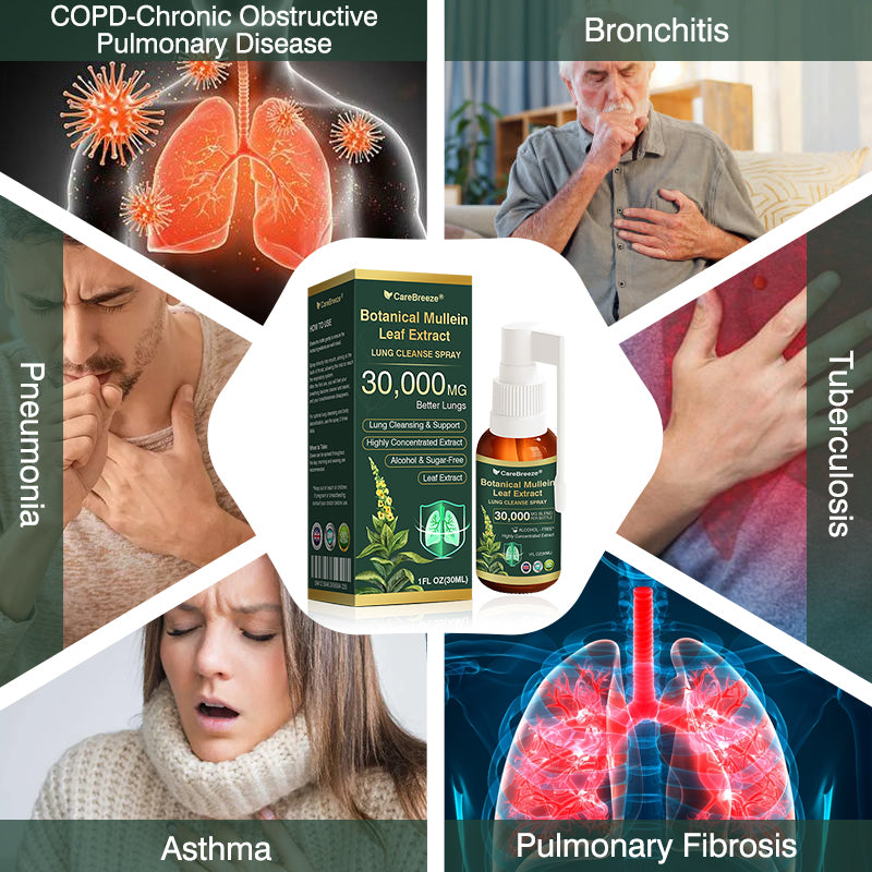 🎈✅𝐔𝐊 Official Store:CareBreeze® Botanical Mullein Leaf Extract Lung Cleanse Spray（👨‍⚕️Directly acts on COPD, asthma, chronic bronchitis (CB), respiratory infections, lung cancer, sinusitis, and other conditions）