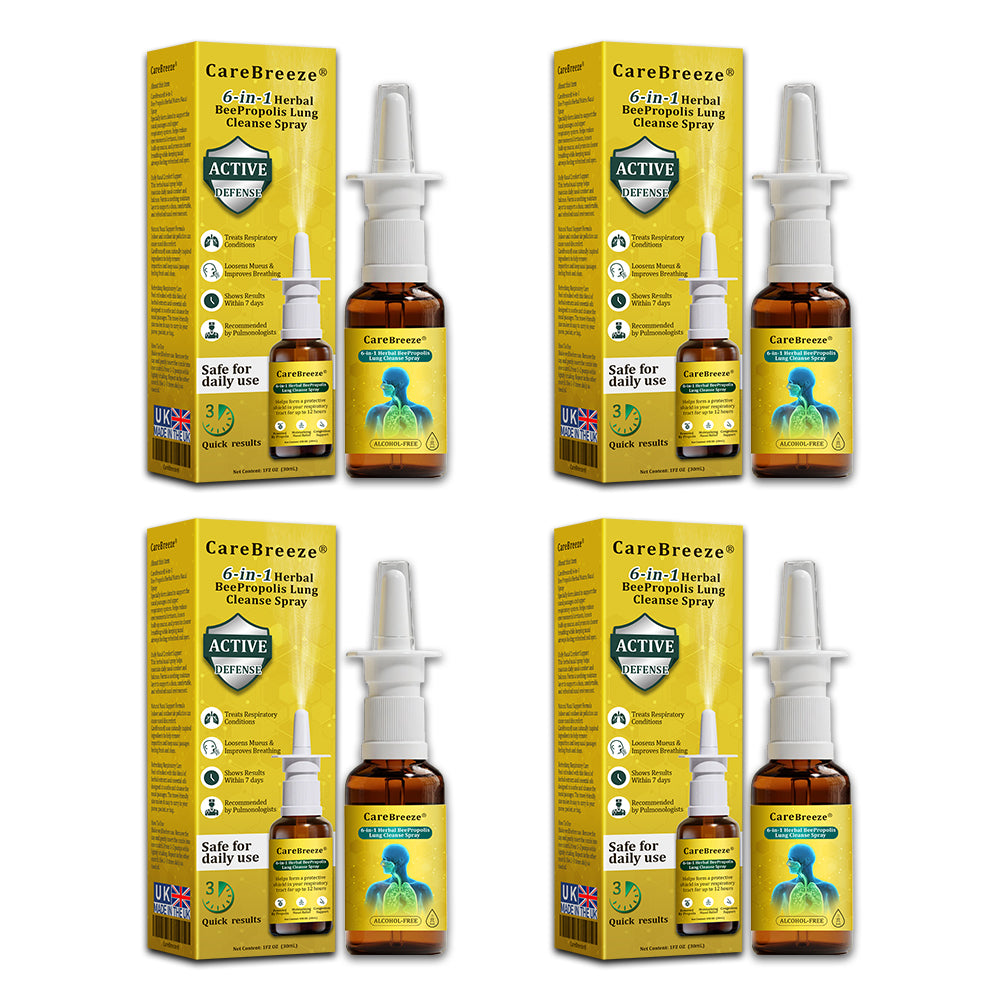 🫁🫁✅UK Official Store:CareBreeze® 6-in-1 Herbal BeePropolis Lung Cleanse Spray（👨‍⚕️Directly acts on COPD, asthma, chronic bronchitis (CB), respiratory infections, lung cancer, sinusitis, and other conditions）