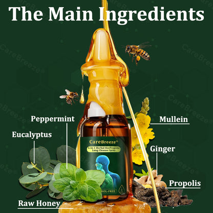 💚🇬🇧 Official Store:CareBreeze® 6-in-1 Herbal BeePropolis Lung Cleanse Spray🐝（👨‍⚕️Directly acts on COPD, asthma, chronic bronchitis (CB), respiratory infections, lung cancer, sinusitis, and other conditions）