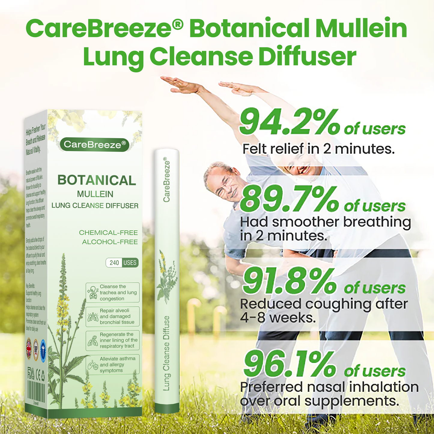 💓✅UK Owned and Operated|CareBreeze® Botanical Mullein Lung Cleanse Diffuser (💝 Cough, wheezing, shortness of breath, sputum, stuffy nose, bronchitis, bronchitis, allergy symptoms, lung discomfort💝)