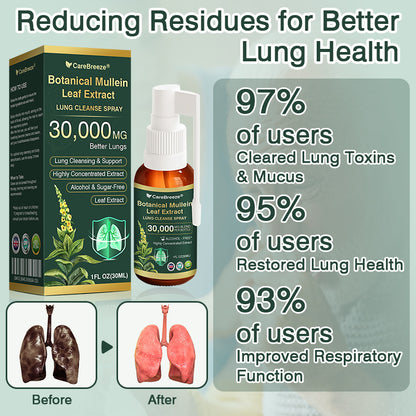 🎈✅𝐔𝐊 Official Store:CareBreeze® Botanical Mullein Leaf Extract Lung Cleanse Spray（👨‍⚕️Directly acts on COPD, asthma, chronic bronchitis (CB), respiratory infections, lung cancer, sinusitis, and other conditions）