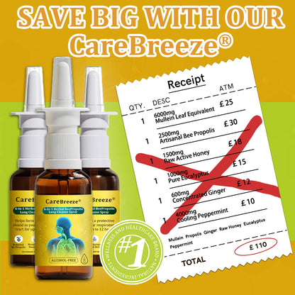 🫁🫁✅UK Official Store:CareBreeze® 6-in-1 Herbal BeePropolis Lung Cleanse Spray（👨‍⚕️Directly acts on COPD, asthma, chronic bronchitis (CB), respiratory infections, lung cancer, sinusitis, and other conditions）