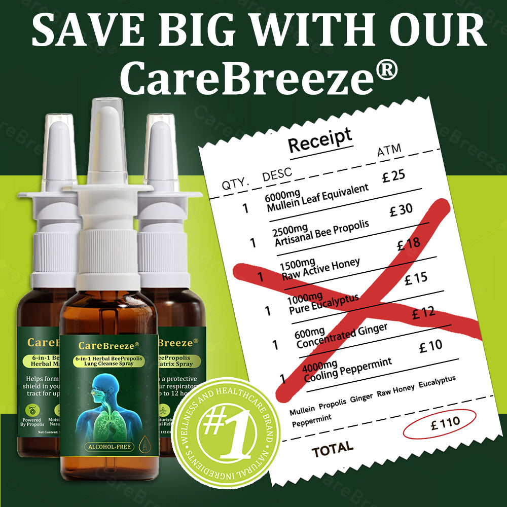 💚🇬🇧 Official Store:CareBreeze® 6-in-1 Herbal BeePropolis Lung Cleanse Spray🐝（👨‍⚕️Directly acts on COPD, asthma, chronic bronchitis (CB), respiratory infections, lung cancer, sinusitis, and other conditions）