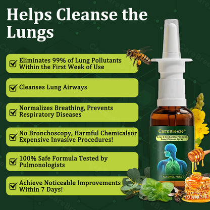 💚🇬🇧 Official Store:CareBreeze® 6-in-1 Herbal BeePropolis Lung Cleanse Spray🐝（👨‍⚕️Directly acts on COPD, asthma, chronic bronchitis (CB), respiratory infections, lung cancer, sinusitis, and other conditions）