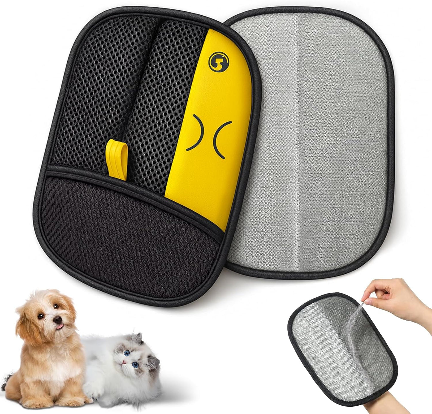 ✅UK Owned and Operated:GFOUK® Pet hair remover Electrostatic gloves Two-way brush sticky hair remover Cat hair dog hair glover Grooming Removal Cleaning