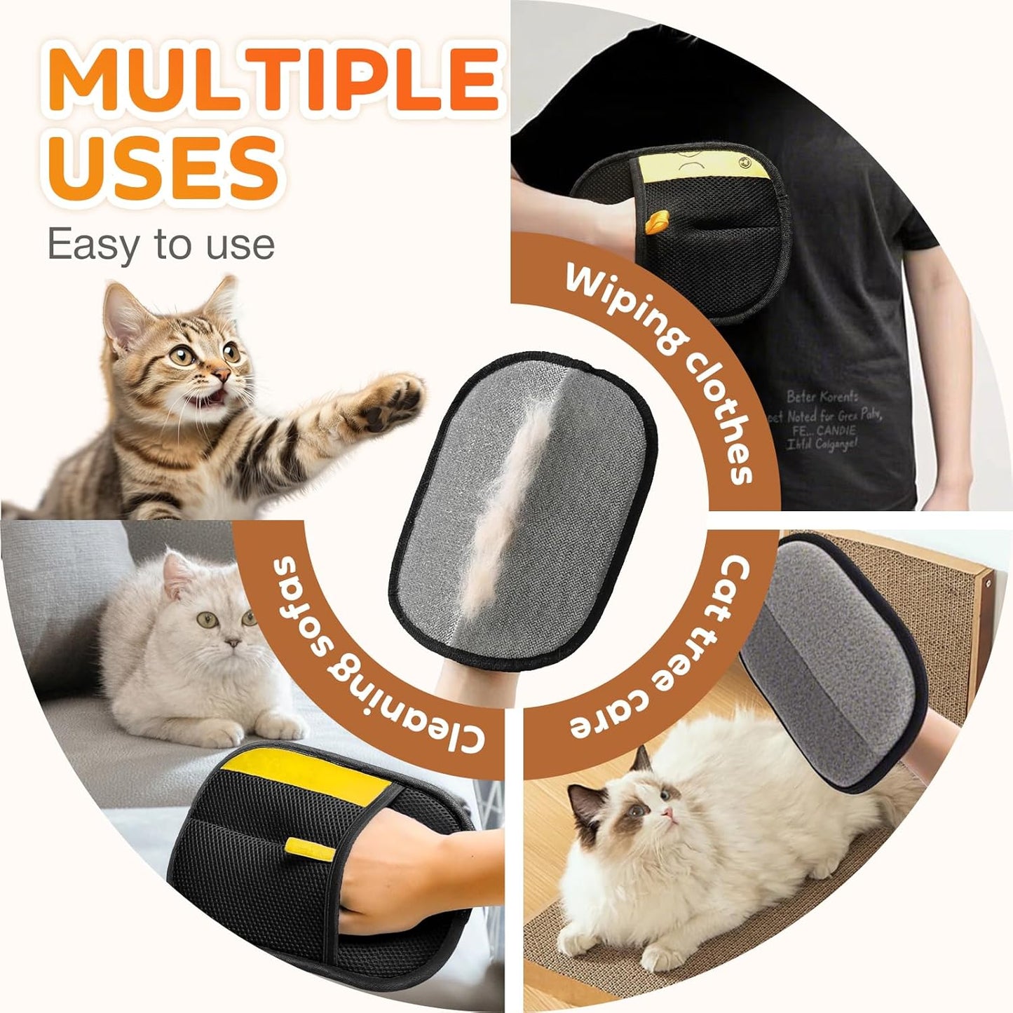 ✅UK Owned and Operated:GFOUK® Pet hair remover Electrostatic gloves Two-way brush sticky hair remover Cat hair dog hair glover Grooming Removal Cleaning