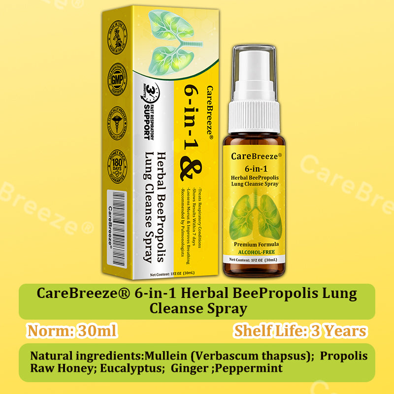 🐝🇬🇧 Official Store:CareBreeze® 6-in-1 Herbal BeePropolis Lung Cleanse Spray（👨‍⚕️Directly acts on COPD, asthma, chronic bronchitis (CB), respiratory infections, lung cancer, sinusitis, and other conditions🫁）