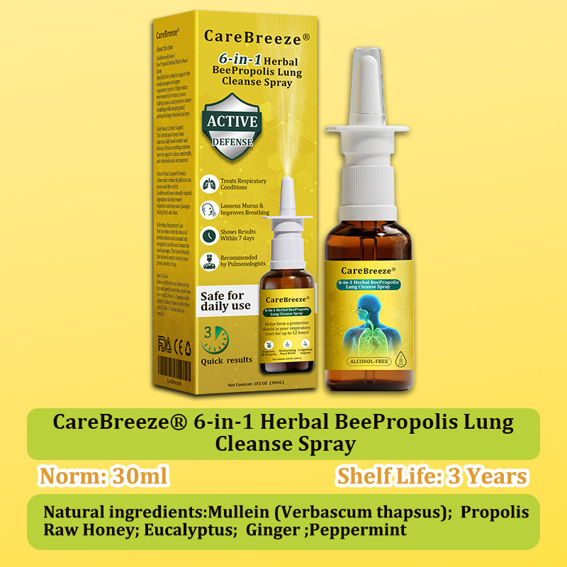 🇬🇧 🐝✅UK Official Store:CareBreeze® 6-in-1 Herbal BeePropolis Lung Cleanse Spray（👨‍⚕️Directly acts on COPD, asthma, chronic bronchitis (CB), respiratory infections, lung cancer, sinusitis, and other conditions）