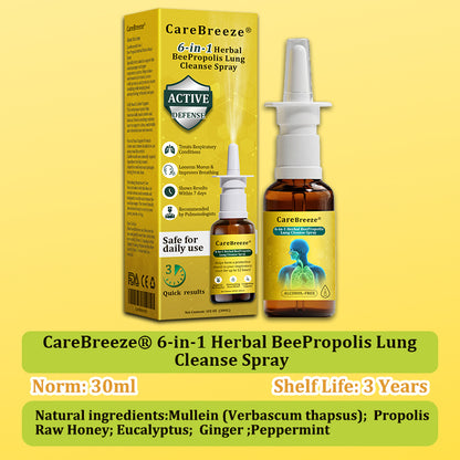🇬🇧 🐝✅UK Official Store:CareBreeze® 6-in-1 Herbal BeePropolis Lung Cleanse Spray（👨‍⚕️Directly acts on COPD, asthma, chronic bronchitis (CB), respiratory infections, lung cancer, sinusitis, and other conditions）