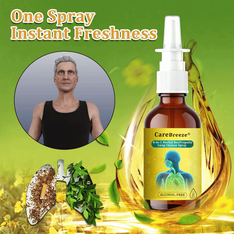🇬🇧 🐝✅UK Official Store:CareBreeze® 6-in-1 Herbal BeePropolis Lung Cleanse Spray（👨‍⚕️Directly acts on COPD, asthma, chronic bronchitis (CB), respiratory infections, lung cancer, sinusitis, and other conditions）