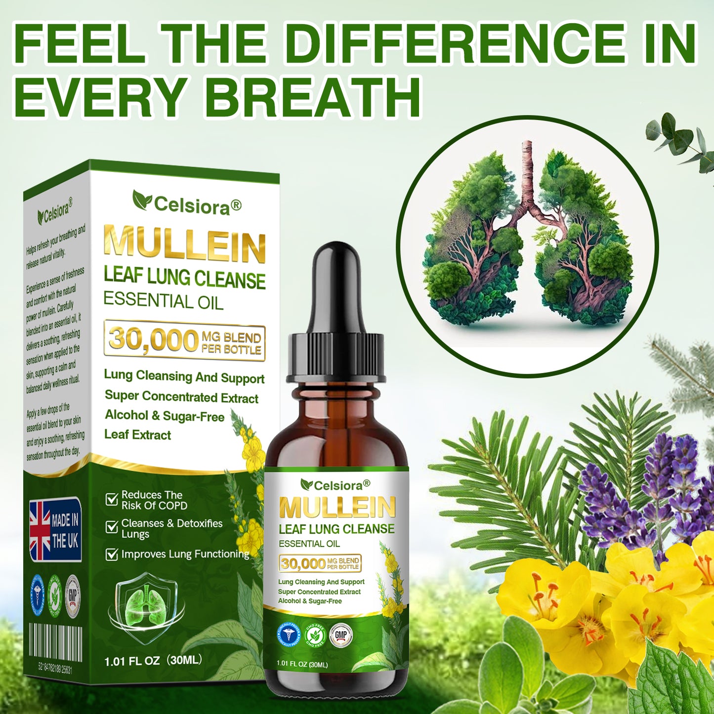 💖✅𝐔𝐊 𝐎𝐟𝐟𝐢𝐜𝐢𝐚𝐥 𝐒𝐭𝐨𝐫𝐞:𝐂𝐞𝐥𝐬𝐢𝐨𝐫𝐚® 𝐎𝐫𝐠𝐚𝐧𝐢𝐜 𝐌𝐮𝐥𝐥𝐞𝐢𝐧 𝐋𝐞𝐚𝐟 𝐋𝐮𝐧𝐠 𝐂𝐥𝐞𝐚𝐧𝐬𝐞 𝐄𝐬𝐬𝐞𝐧𝐭𝐢𝐚𝐥 𝐎𝐢𝐥 (💖Cough, wheezing, shortness of breath, sputum, stuffy nose, bronchitis, bronchitis, allergy symptoms, lung discomfort💝)