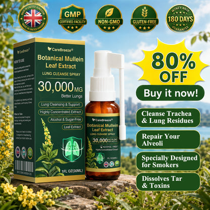 🫁⚡✅🇬🇧 UK Official Store:CareBreeze® Botanical Mullein Leaf Extract Lung Cleanse Spray（🫁Directly acts on COPD, asthma, chronic bronchitis (CB), respiratory infections, lung cancer, sinusitis, and other conditions🫁）